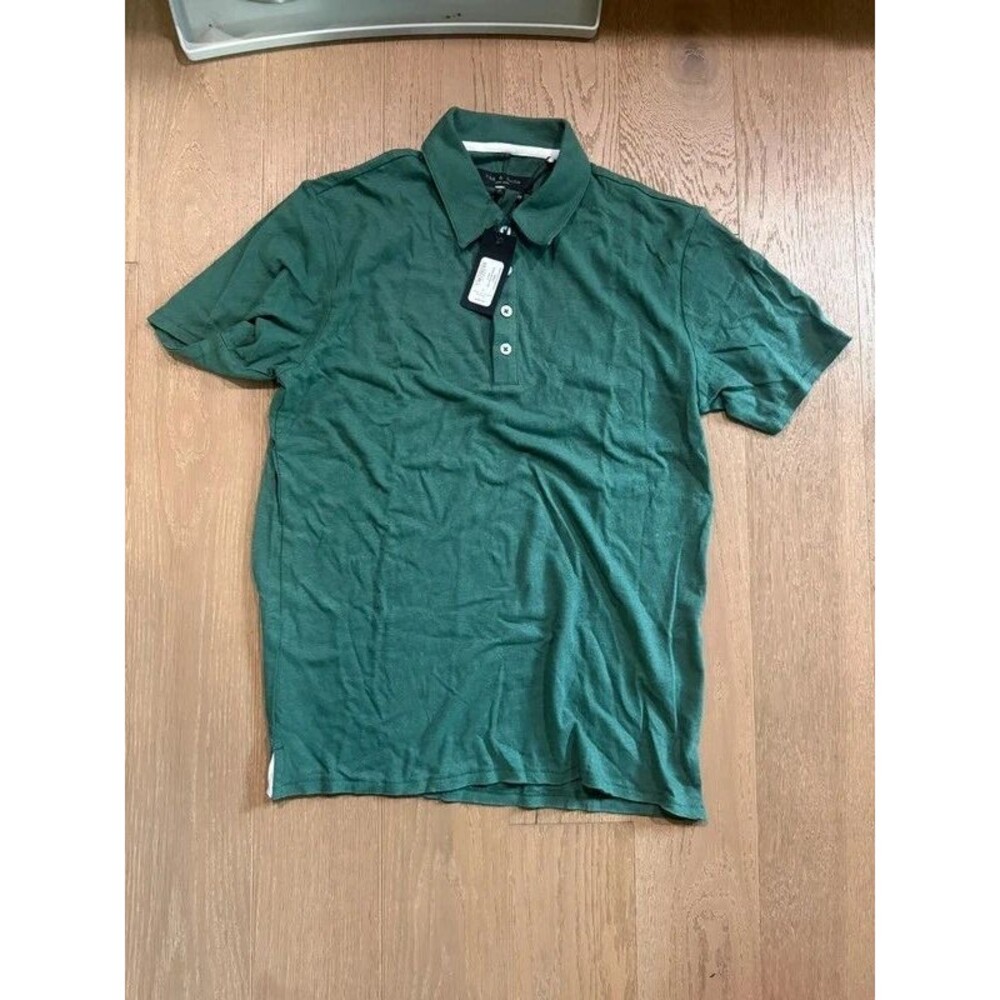 rag & bone Linen Blend Polo Shirt – Green – Size S – NWT